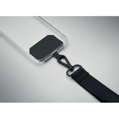 Vue Sangle en polyester téléphone - Celeste de couleur noir| Krokrodeal