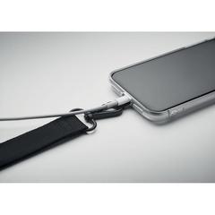 Vue Sangle en polyester téléphone - Celeste de couleur noir| Krokrodeal