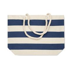 Vue Sac de plage en coton 220 gr/m² - Heaven stripe de couleur bleu| Krokrodeal