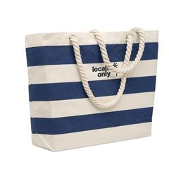 Vue Sac de plage en coton 220 gr/m² - Heaven stripe de couleur bleu| Krokrodeal