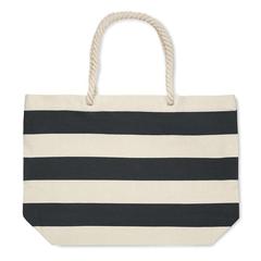 Vue Sac de plage en coton 220 gr/m² - Heaven stripe de couleur noir| Krokrodeal