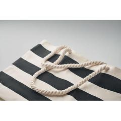 Vue Sac de plage en coton 220 gr/m² - Heaven stripe de couleur noir| Krokrodeal