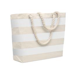Vue Sac de plage en coton 220 gr/m² - Heaven stripe de couleur blanc| Krokrodeal
