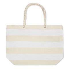 Vue Sac de plage en coton 220 gr/m² - Heaven stripe de couleur blanc| Krokrodeal