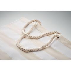 Vue Sac de plage en coton 220 gr/m² - Heaven stripe de couleur blanc| Krokrodeal