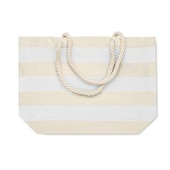 Vue Sac de plage en coton 220 gr/m² - Heaven stripe de couleur blanc| Krokrodeal