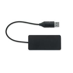 Vue Hub USB 3 ports avec câble 20cm - Hub-c de couleur noir| Krokrodeal