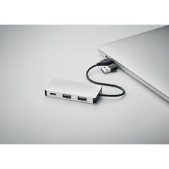 Vue Hub USB 3 ports avec câble 20cm - Hub-c de couleur gris| Krokrodeal