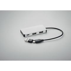Vue Hub USB 3 ports avec câble 20cm - Hub-c de couleur gris| Krokrodeal