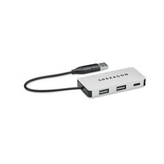 Vue Hub USB 3 ports avec câble 20cm - Hub-c de couleur gris| Krokrodeal