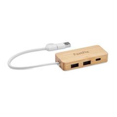 Vue Hub USB 3 ports en bambou - Hubbam de couleur marron| Krokrodeal