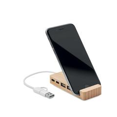 Vue Hub USB 4 ports en bambou - Hubstand de couleur marron| Krokrodeal