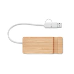 Vue Hub USB 4 ports en bambou - Hubstand de couleur marron| Krokrodeal
