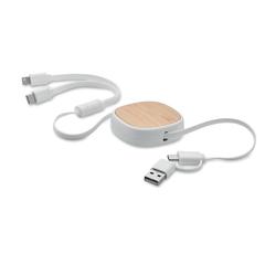 Vue Câble de charge USB rétractable - Togobam de couleur blanc| Krokrodeal
