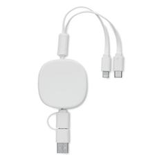 Vue Câble de charge USB rétractable - Togobam de couleur blanc| Krokrodeal