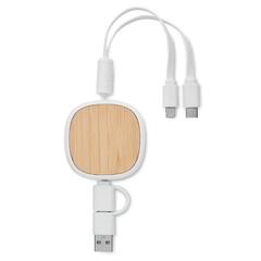 Vue Câble de charge USB rétractable - Togobam de couleur blanc| Krokrodeal