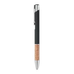 Vue Stylo en aluminium encre bleue - Veria de couleur noir| Krokrodeal