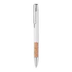 Vue Stylo en aluminium encre bleue - Veria de couleur blanc| Krokrodeal
