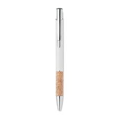 Vue Stylo en aluminium encre bleue - Veria de couleur blanc| Krokrodeal