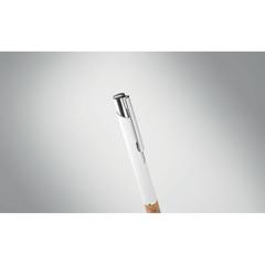 Vue Stylo en aluminium encre bleue - Veria de couleur blanc| Krokrodeal