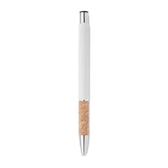 Vue Stylo en aluminium encre bleue - Veria de couleur blanc| Krokrodeal