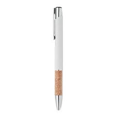 Vue Stylo en aluminium encre bleue - Veria de couleur blanc| Krokrodeal