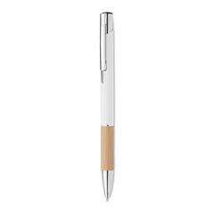 Vue Stylo en aluminium encre bleue - Sparta de couleur blanc| Krokrodeal