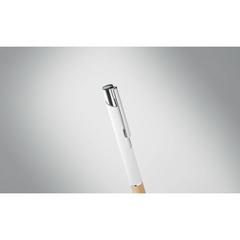 Vue Stylo en aluminium encre bleue - Sparta de couleur blanc| Krokrodeal