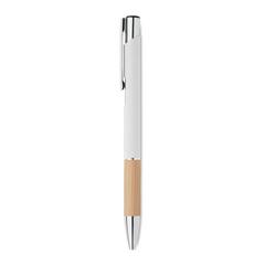 Vue Stylo en aluminium encre bleue - Sparta de couleur blanc| Krokrodeal