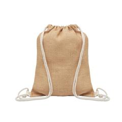Vue Sac à cordon en jute - Fukuro de couleur marron| Krokrodeal