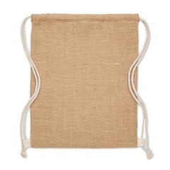 Vue Sac à cordon en jute - Fukuro de couleur marron| Krokrodeal