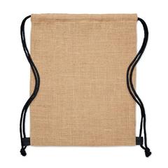 Vue Sac à cordon en jute - Fukuro de couleur noir| Krokrodeal