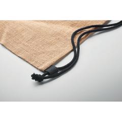 Vue Sac à cordon en jute - Fukuro de couleur noir| Krokrodeal