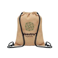 Vue Sac à cordon en jute - Fukuro de couleur noir| Krokrodeal
