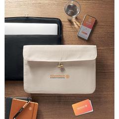 Vue Pochette 15 pouces en coton - Cotin de couleur marron| Krokrodeal