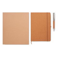 Vue Carnet en cuir recyclé et stylo - Eleganote de couleur marron| Krokrodeal
