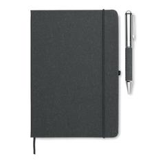 Vue Carnet en cuir recyclé et stylo - Eleganote de couleur noir| Krokrodeal
