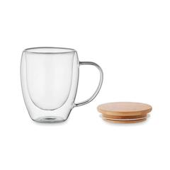 Vue Mug en verre double paroi 300ml - Tiral de couleur blanc| Krokrodeal