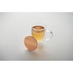 Vue Mug en verre double paroi 300ml - Tiral de couleur blanc| Krokrodeal