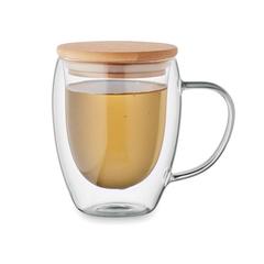 Vue Mug en verre double paroi 300ml - Tiral de couleur blanc| Krokrodeal