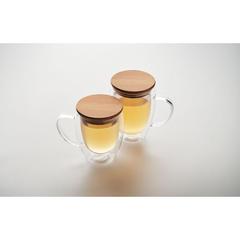 Vue Mug en verre double paroi 300ml - Tiral de couleur blanc| Krokrodeal