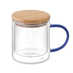 Vue Mug en verre double paroi 300ml - Farbi de couleur bleu| Krokrodeal