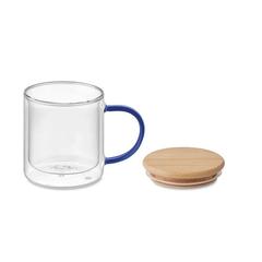 Vue Mug en verre double paroi 300ml - Farbi de couleur bleu| Krokrodeal