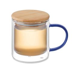 Vue Mug en verre double paroi 300ml - Farbi de couleur bleu| Krokrodeal