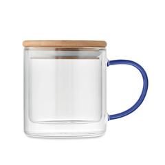 Vue Mug en verre double paroi 300ml - Farbi de couleur bleu| Krokrodeal