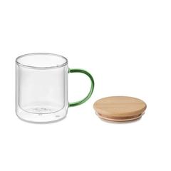 Vue Mug en verre double paroi 300ml - Farbi de couleur vert| Krokrodeal