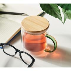 Vue Mug en verre double paroi 300ml - Farbi de couleur vert| Krokrodeal
