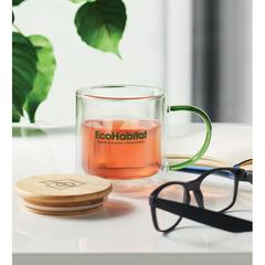 Vue Mug en verre double paroi 300ml - Farbi de couleur vert| Krokrodeal