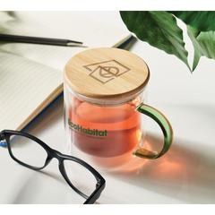 Vue Mug en verre double paroi 300ml - Farbi de couleur vert| Krokrodeal