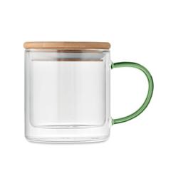 Vue Mug en verre double paroi 300ml - Farbi de couleur vert| Krokrodeal